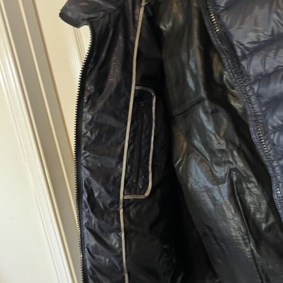 Andrew Marc Puffer 650 fill Down Jacket Coat Packable Women M Navy Black - Picture 14 of 16